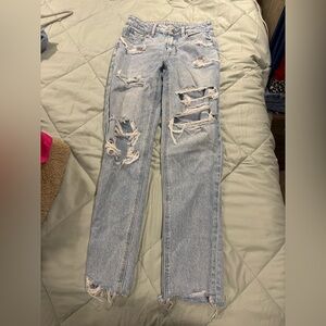 American Eagle Outfitters Light Blue Distressed Straight Leg Jeans